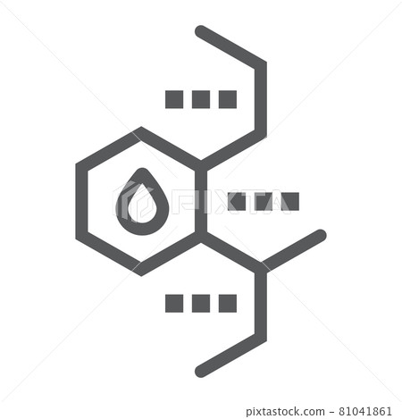 Oil molecule line icon, chemical and molecular, oil formula sign, vector graphics, a linear pattern on a white background. 81041861