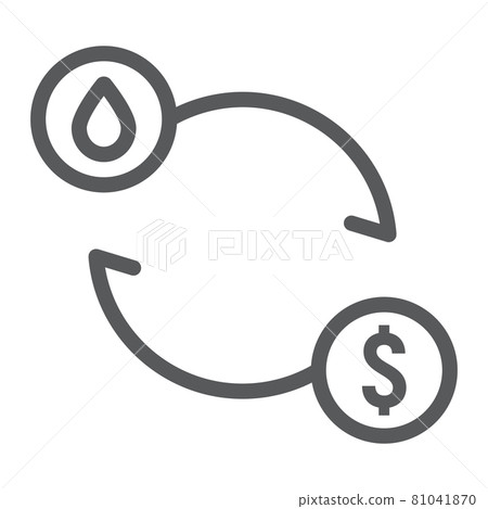 Oil exchange line icon, fuel and cost, oil price sign, vector graphics, a linear pattern on a white background. 81041870