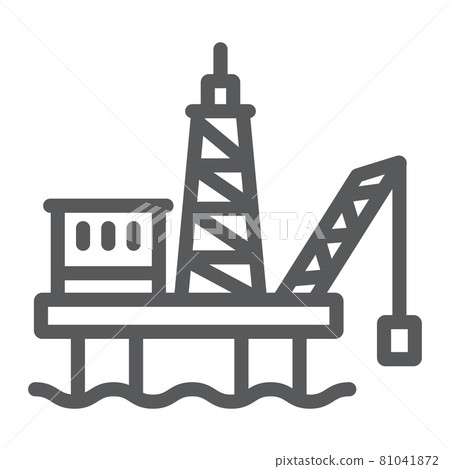 Oil platform line icon, industrial and derrick, oil rig sign, vector graphics, a linear pattern on a white background. 81041872