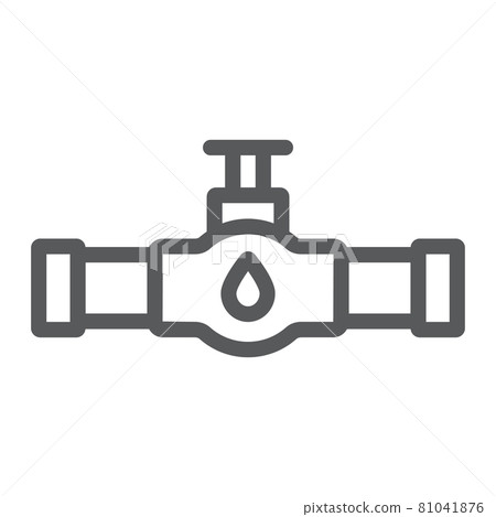 Oil valve line icon, faucet and tube, pipe with valve sign, vector graphics, a linear pattern on a white background. Oil valve line icon, faucet and tube, pipe with valve sign, vector graphics, a linear pattern on a white background. 81041876