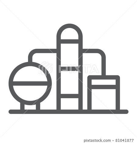 Refinery line icon, fuel and plant, oil factory sign, vector graphics, a linear pattern on a white background. 81041877
