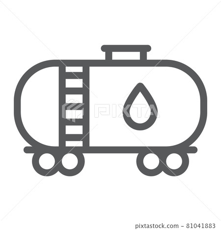 Oil tank line icon, industy and container, fuel train sign, vector graphics, a linear pattern on a white background. Oil tank line icon, industy and container, fuel train sign, vector graphics, a linear pattern on a white background. 81041883