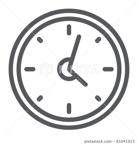 Clock line icon, hour and time, wall watch sign, vector graphics, a linear pattern on a white background. Clock line icon, hour and time, wall watch sign, vector graphics, a linear pattern on a white background. 81041915