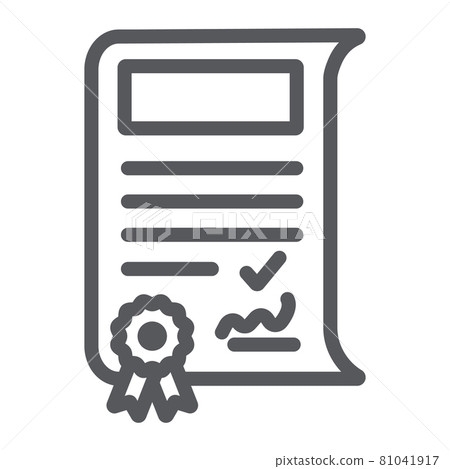 School sertificate line icon, achievement and award, diploma sign, vector graphics, a linear pattern on a white background. 81041917