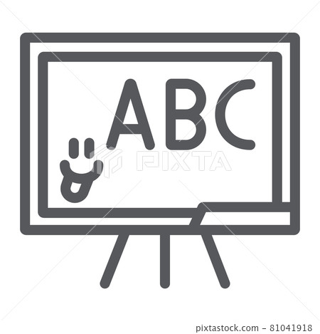 School blackboard line icon, school and classroom, teaching board sign, vector graphics, a linear pattern on a white background. School blackboard line icon, school and classroom, teaching board sign, vector graphics, a linear pattern on a white background. 81041918