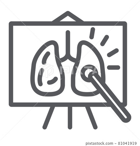 Anatomy lesson line icon, school and blackboard, anatomy class sign, vector graphics, a linear pattern on a white background. 81041919