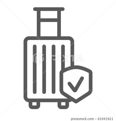 Baggage insurance line icon, protection and luggage, travel safety sign, vector graphics, a linear pattern on a white background. Baggage insurance line icon, protection and luggage, travel safety sign, vector graphics, a linear pattern on a white background. 81041921