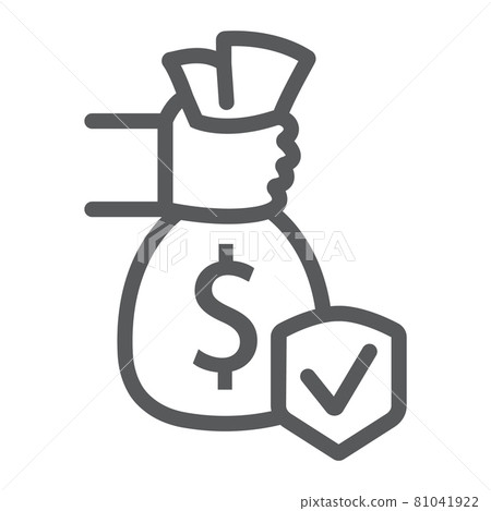 Investment insurance line icon, protection and money, finance safety sign, vector graphics, a linear pattern on a white background. Investment insurance line icon, protection and money, finance safety sign, vector graphics, a linear pattern on a white background. 81041922
