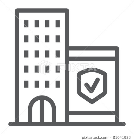 Company insurance line icon, protection and building, business safety sign, vector graphics, a linear pattern on a white background. Company insurance line icon, protection and building, business safety sign, vector graphics, a linear pattern on a white background. 81041923