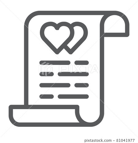 Marriage contract line icon, document and agreement, marriage insurance sign, vector graphics, a linear pattern on a white background. Marriage contract line icon, document and agreement, marriage insurance sign, vector graphics, a linear pattern on a white background. 81041977