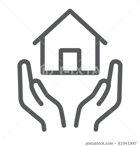 Home insurance line icon, estate and property, house care sign, vector graphics, a linear pattern on a white background. 81041997