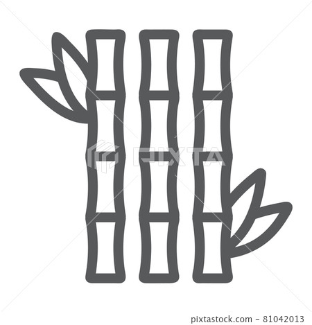 Bamboo line icon, asian and plant, japanese tree sign, vector graphics, a linear pattern on a white background. 81042013