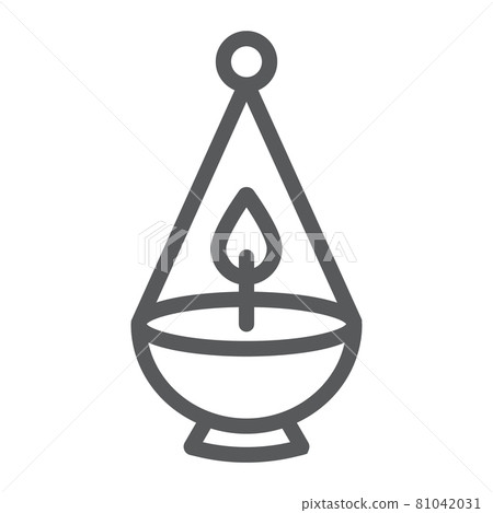 Ner tamid line icon, light and israel, jewish lamp sign, vector graphics, a linear pattern on a white background. 81042031