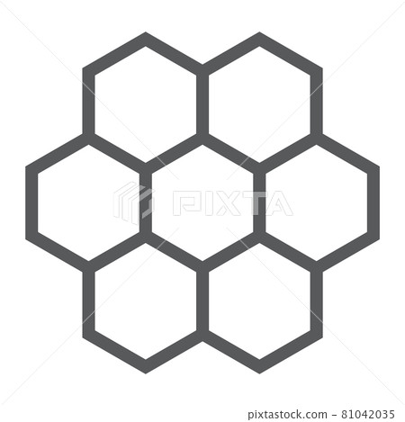 Honeycomb line icon, food and honey, hexagon sign, vector graphics, a linear pattern on a white background. Honeycomb line icon, food and honey, hexagon sign, vector graphics, a linear pattern on a white background. 81042035
