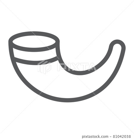 Shofar line icon, religion and israel, jewish horn sign, vector graphics, a linear pattern on a white background. Shofar line icon, religion and israel, jewish horn sign, vector graphics, a linear pattern on a white background. 81042038