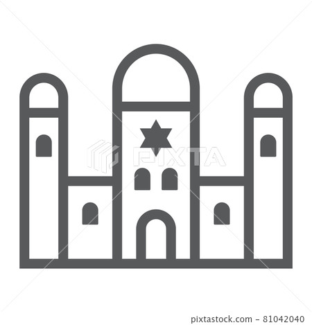 Synagogue line icon, religion and architecture, jewish church sign, vector graphics, a linear pattern on a white background. Synagogue line icon, religion and architecture, jewish church sign, vector graphics, a linear pattern on a white background. 81042040