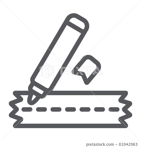 Sewing marker line icon, craft and sew, clothes marker sign, vector graphics, a linear pattern on a white background. 81042063