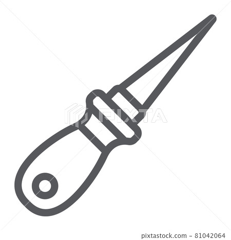 Awl line icon, craft and sew, pricker sign, vector graphics, a linear pattern on a white background. Awl line icon, craft and sew, pricker sign, vector graphics, a linear pattern on a white background. 81042064
