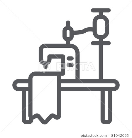 Sewing workplace line icon, craft and sew, workplace seamstres sign, vector graphics, a linear pattern on a white background. Sewing workplace line icon, craft and sew, workplace seamstres sign, vector graphics, a linear pattern on a white background. 81042065
