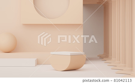 3d render of minimal display podium design for mock up and product presentation. Pedestal stage with pastel color scene. Trendy design for mock up and web banner. 3d render of minimal display podium design for mock up and product presentation. Pedestal stage with pastel color scene. Trendy design for mock up and web banner. 81042113