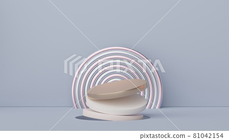 3d render display podium for product and cosmetic presentation. Minimal scene for advertising. Abstract clean background for web banner and mock up. simple geometric shapes. 81042154