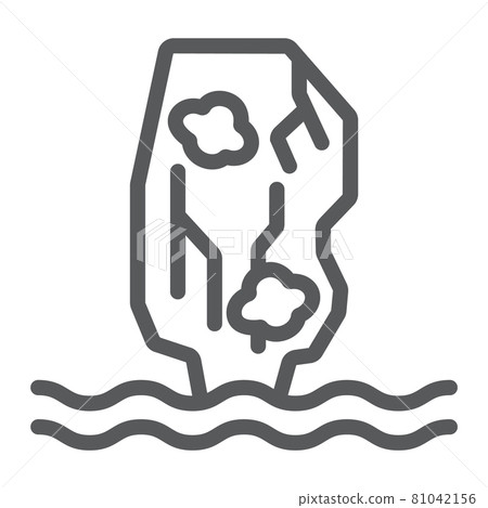 Khao phing kan line icon, nature and landscape, mountain on the sea sign, vector graphics, a linear pattern on a white background. 81042156