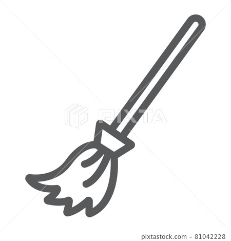 Witch broom line icon, halloween and magic, brush sign, vector graphics, a linear pattern on a white background. Witch broom line icon, halloween and magic, brush sign, vector graphics, a linear pattern on a white background. 81042228