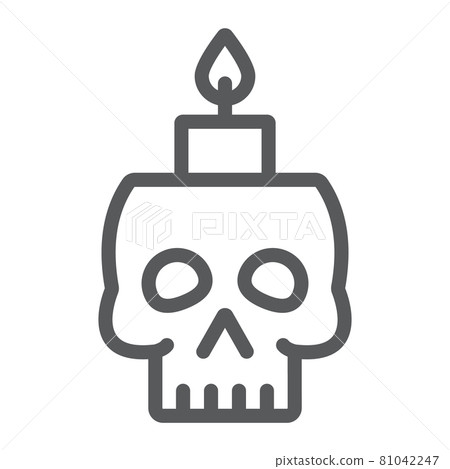 Skull with candle line icon, spooky and decor, halloween candle sign, vector graphics, a linear pattern on a white background. 81042247