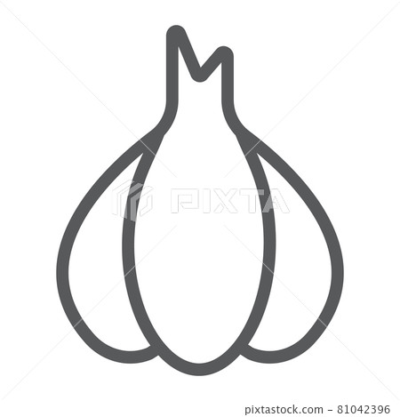 Garlic line icon, pungent and vegetable, clove sign, vector graphics, a linear pattern on a white backgrond. 81042396