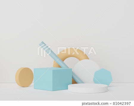 3d render display podium for product and cosmetic presentation. Minimal scene for advertising. Abstract clean background for web banner and mock up. simple geometric shapes. 81042397
