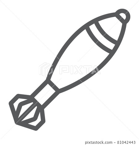 Mortar shell line icon, army and weapon, military bomb sign, vector graphics, a linear pattern on a white background. 81042443