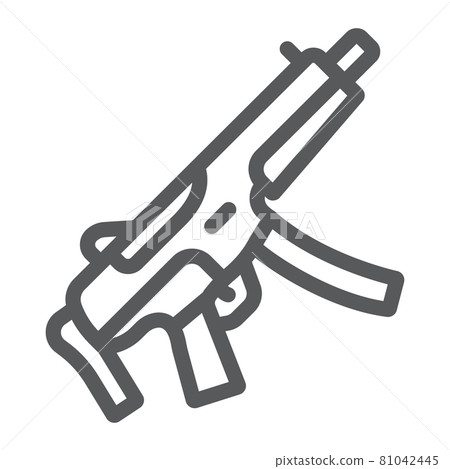 Submachine gun line icon, army and military, firearm sign, vector graphics, a linear pattern on a white background. 81042445