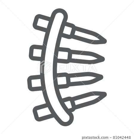 Bullet belt line icon, army and military, machine gun belt sign, vector graphics, a linear pattern on a white background. 81042448
