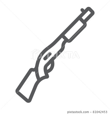 Shotgun line icon, weapon and military, automatic rifle sign, vector graphics, a linear pattern on a white background. Shotgun line icon, weapon and military, automatic rifle sign, vector graphics, a linear pattern on a white background. 81042453