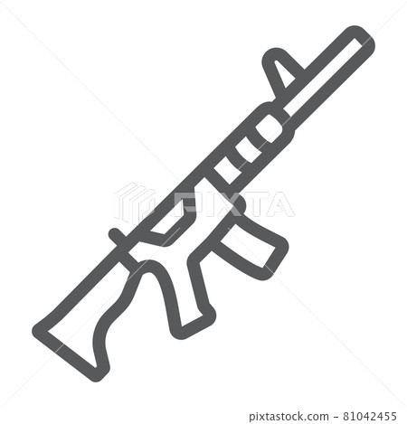 M4A1 line icon, rifle and military, automatic machine sign, vector graphics, a linear pattern on a white background. M4A1 line icon, rifle and military, automatic machine sign, vector graphics, a linear pattern on a white background. 81042455