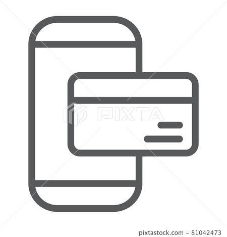 Phone payment line icon, technology and money,... - Stock Illustration ...