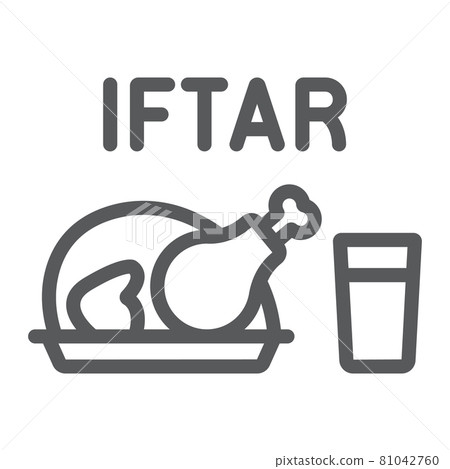Ramadan iftar line icon, ramadan and islam, muslim food sign, vector graphics, a linear pattern on a white background, eps 10. 81042760
