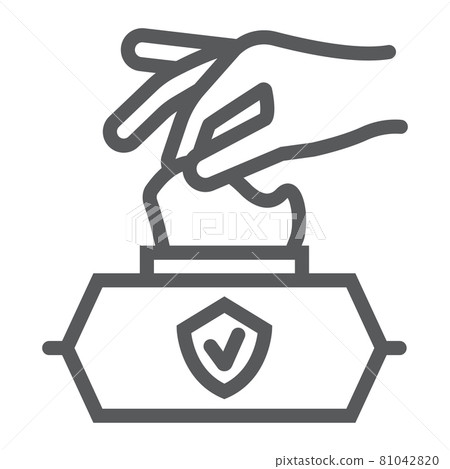 Hand pulling wet tissue line icon, wash and hygiene, hand tissues sign, vector graphics, a linear pattern on a white background, eps 10. Hand pulling wet tissue line icon, wash and hygiene, hand tissues sign, vector graphics, a linear pattern on a white background, eps 10. 81042820