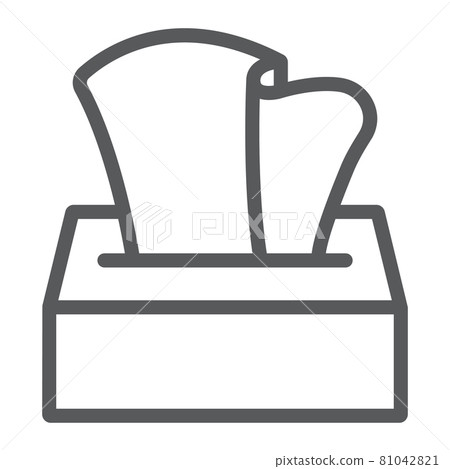 Tissue napkin box line icon, wash and hygiene, hand tissues sign, vector graphics, a linear pattern on a white background, eps 10. 81042821