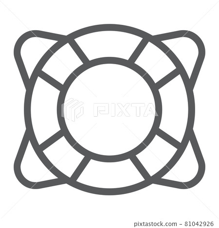 Lifebuoy line icon, sos and safety ring, life buoy sign vector graphics, a linear icon on a white background, eps 10. Lifebuoy line icon, sos and safety ring, life buoy sign vector graphics, a linear icon on a white background, eps 10. 81042926