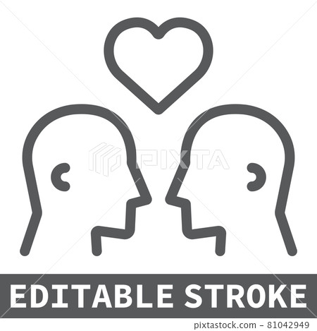 Gay couple line icon, lgbt and heart, homosexual couple sign vector graphics, editable stroke linear icon, eps 10. 81042949