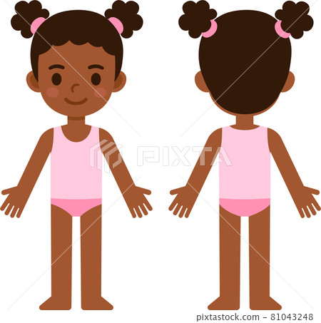 Cartoon Black girl front and back Cartoon Black girl front and back 81043248