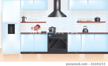 modern kitchen interior empty no people house room with furniture horizontal modern kitchen interior empty no people house room with furniture horizontal 81043253