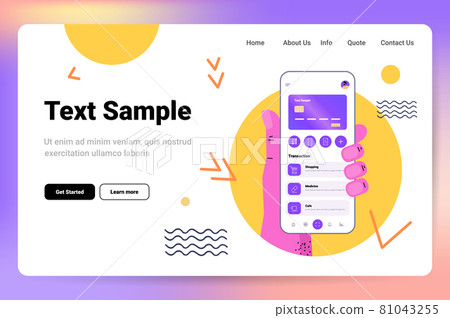 hands using mobile banking app with credit card on smartphone screen e-payments financial application 81043255