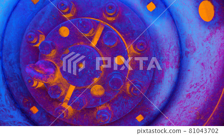 Abstract technical background, orange blue coloured. Heavy piece 81043702