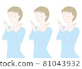 Female beauty illustration material short hair facial expression set 81043932