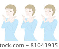 Female beauty illustration material short hair facial expression set 81043935