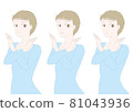 Female beauty illustration material short hair facial expression set 81043936