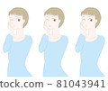 Female beauty illustration material short hair facial expression set 81043941