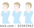 Female beauty illustration material short hair facial expression set 81043942